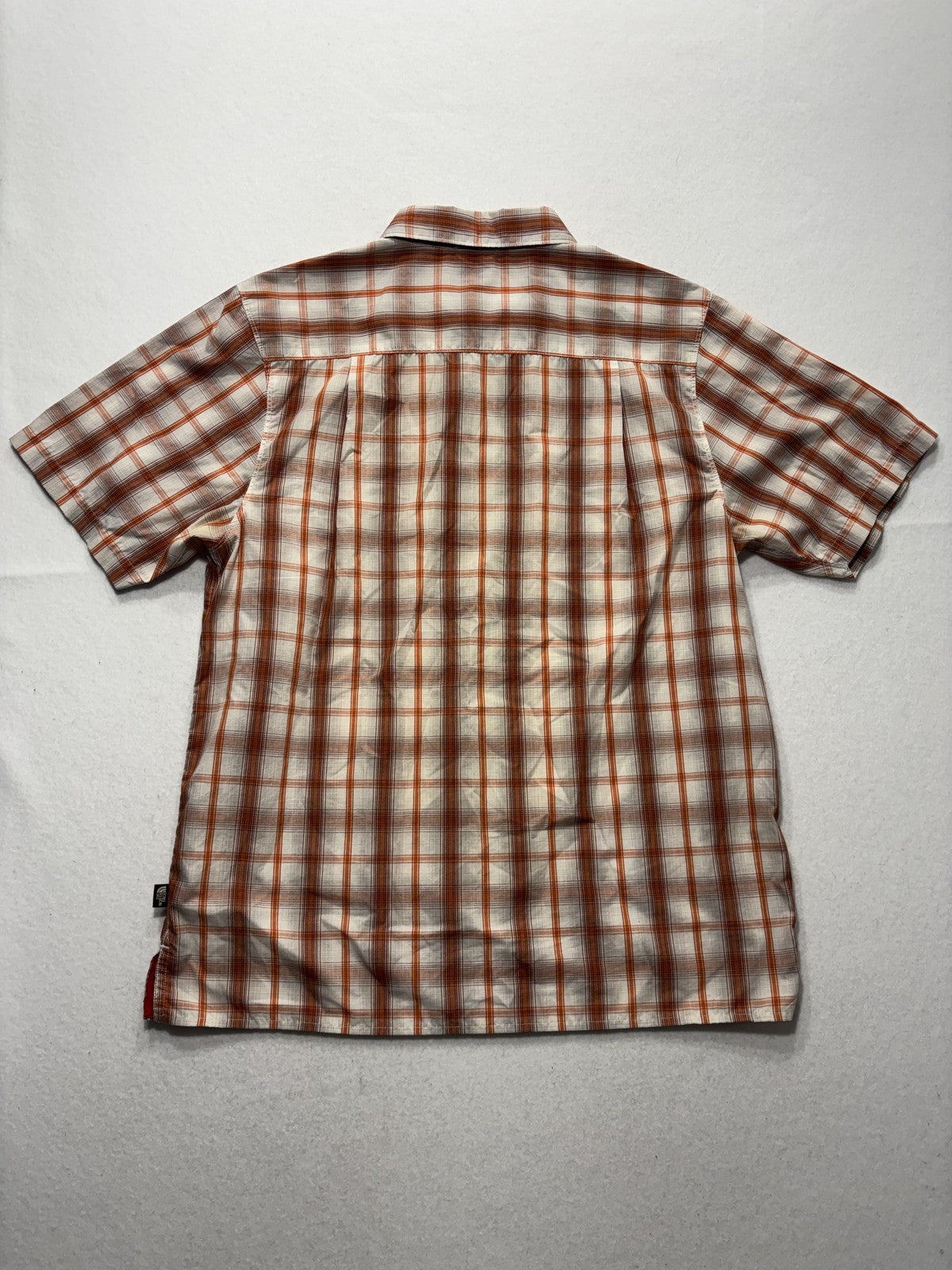 The North Face Shirt Mens Medium Orange Plaid Short Sleeve Button Up Casual
