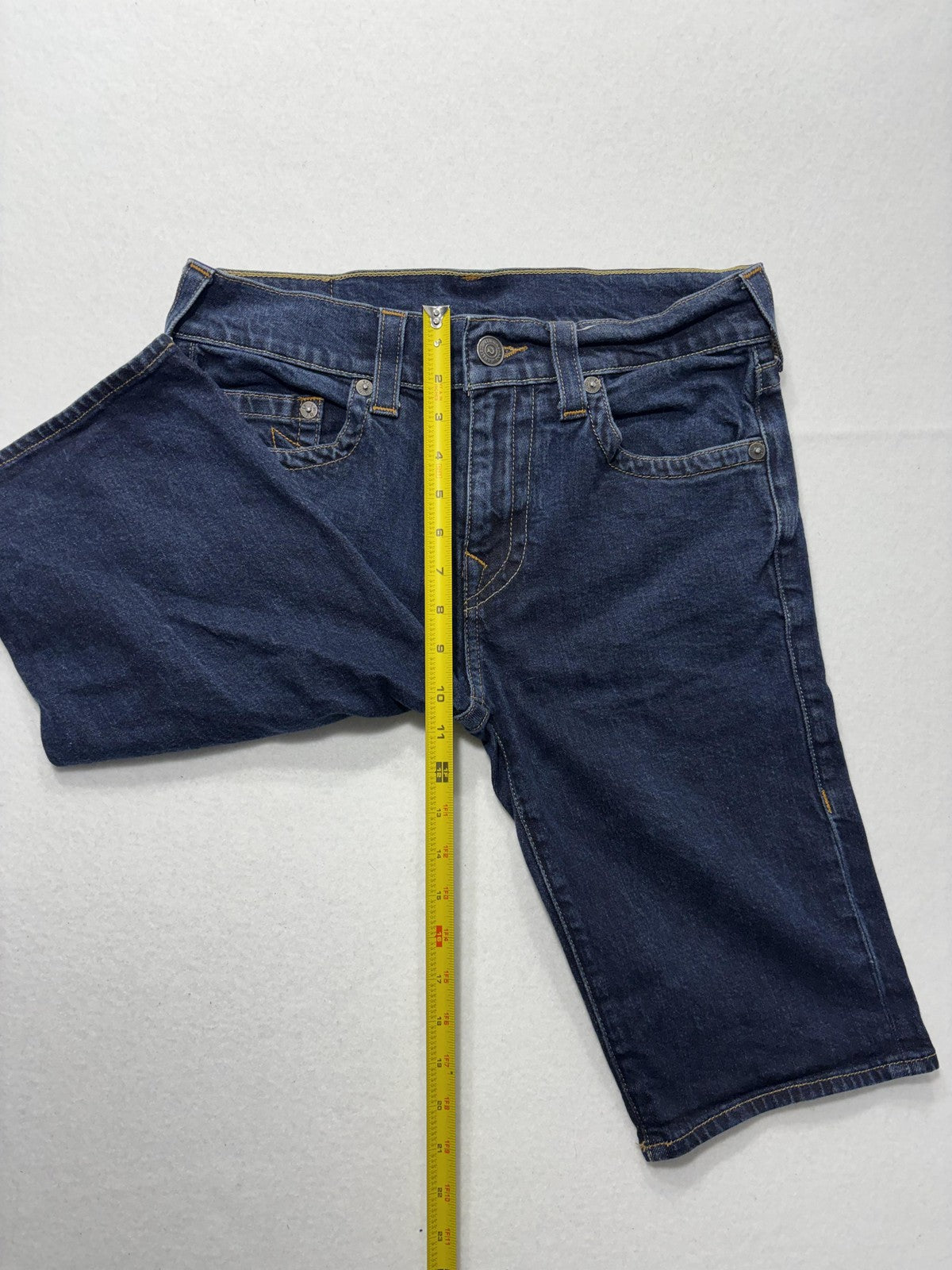 True Religion Bermuda Shorts Mens 31 Blue Ricky Relaxed Denim Stretch 5-Pocket