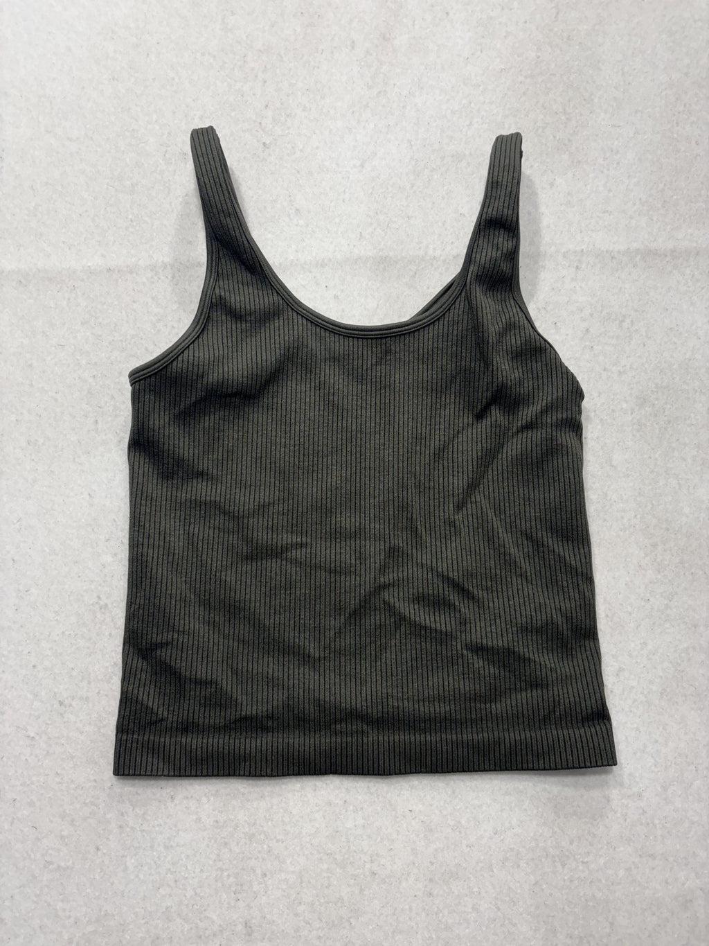 A New Day Tank Top Womens Medium Green Ribbed Knit Scoop Neck Basic Stretch