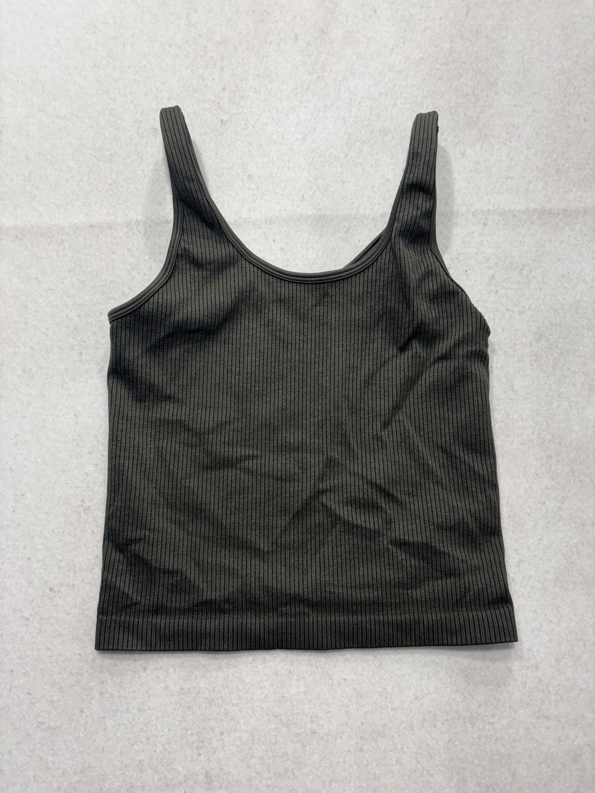 A New Day Tank Top Womens Medium Green Ribbed Knit Scoop Neck Basic Stretch