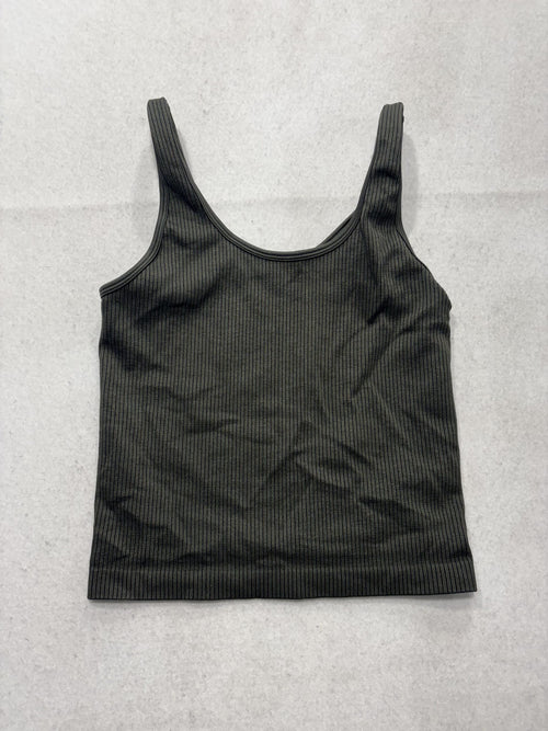A New Day Tank Top Womens Medium Green Ribbed Knit Scoop Neck Basic Stretch