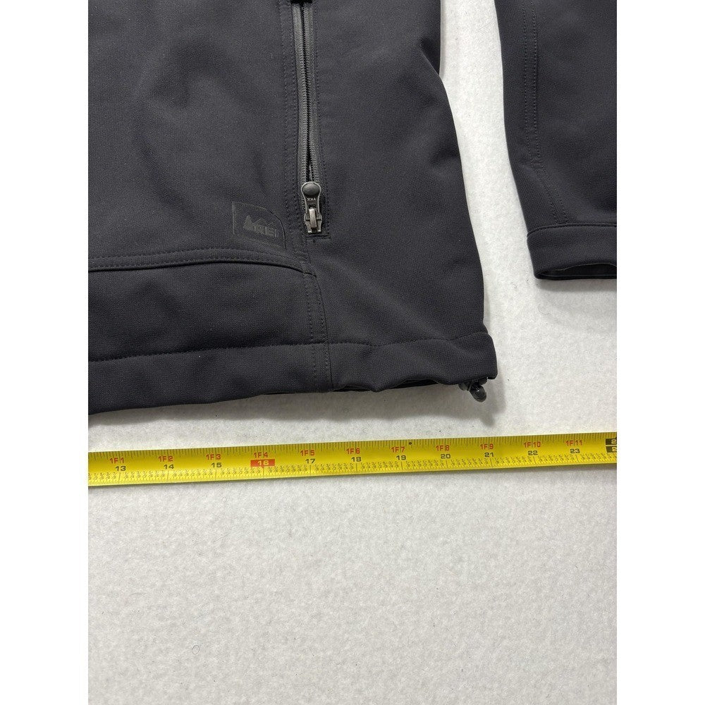 REI Softshell Jacket Mens Medium Black Full Zip Stand Collar Hiking Outdoor