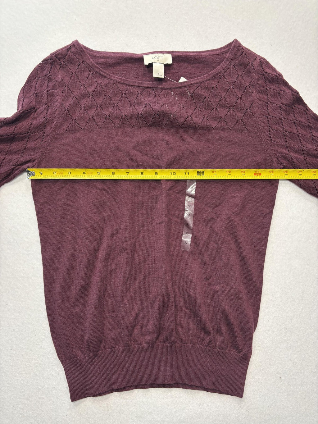 LOFT Sweater Womens Small Purple Boat Neck Diamond Knit Sleeve Pullover Top