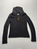 Columbia Sweater Womens Small Gray Hooded Cowl Neck Button Henley Knit