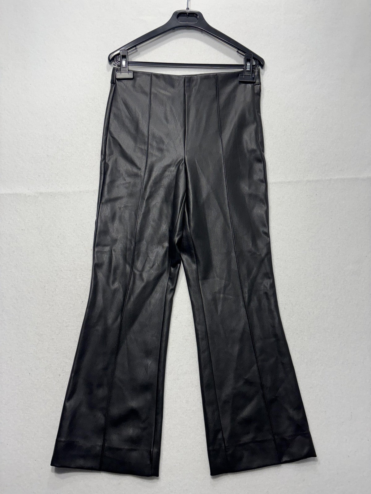 Banana Republic Dress Pants Womens 6 Black Faux Leather Straight Leg Zip Stretch