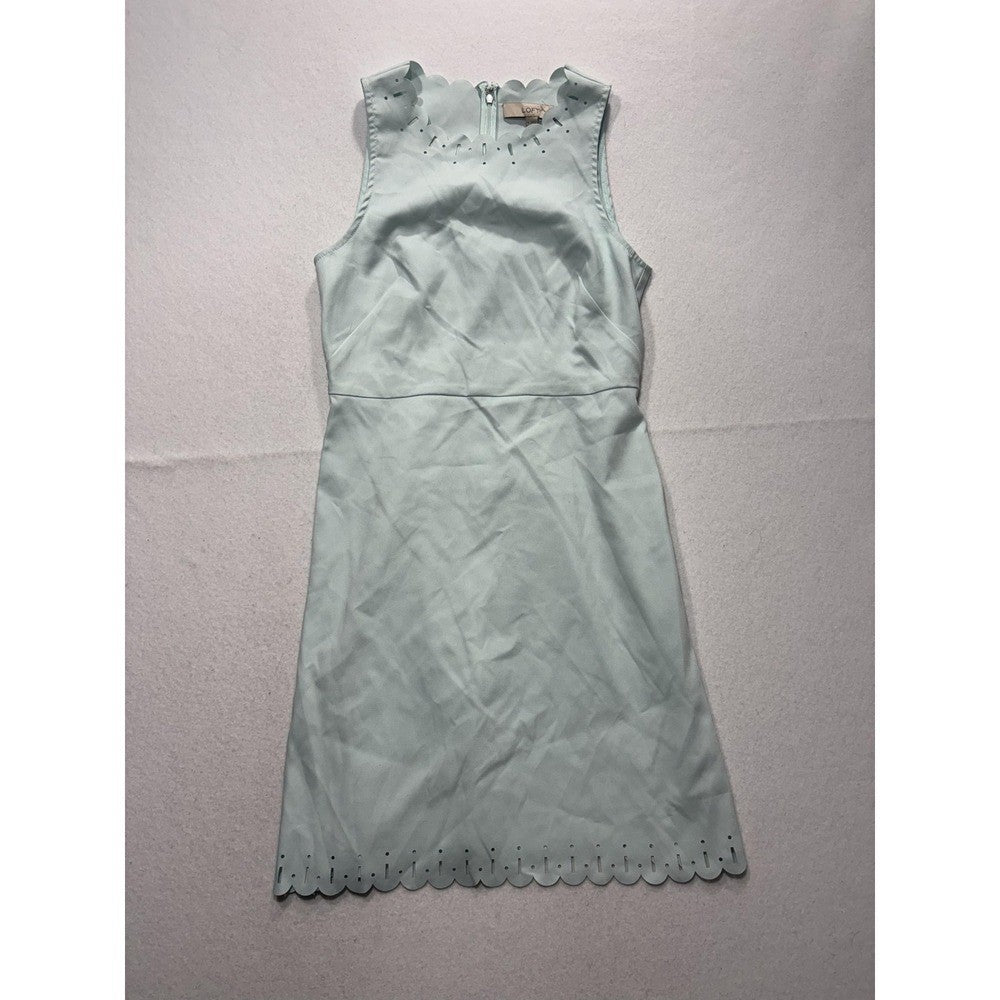 LOFT Dress Womens 4 Green Scallop Hem Laser Cut Sleeveless A Line Knee 20473709