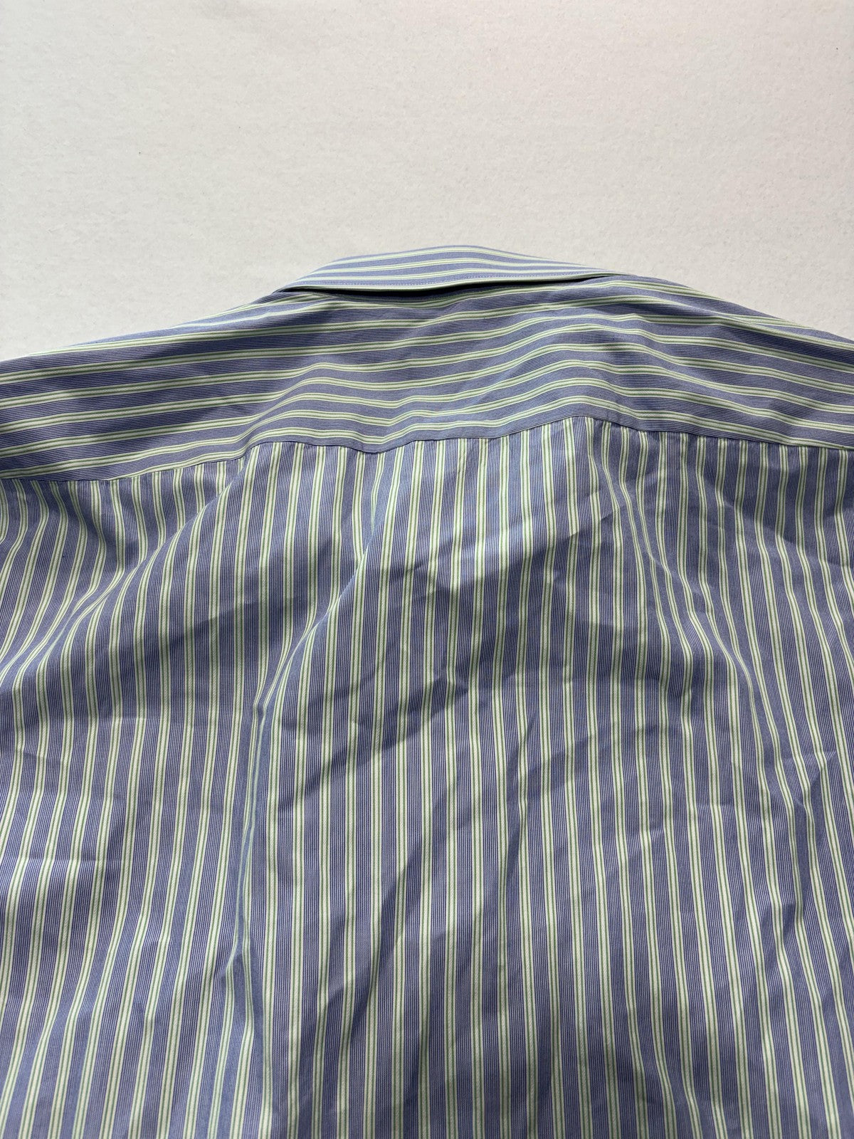 Hugo Boss Dress Shirt Mens 16 34/35 Blue Stripe Cotton Regular Fit LS Button Up