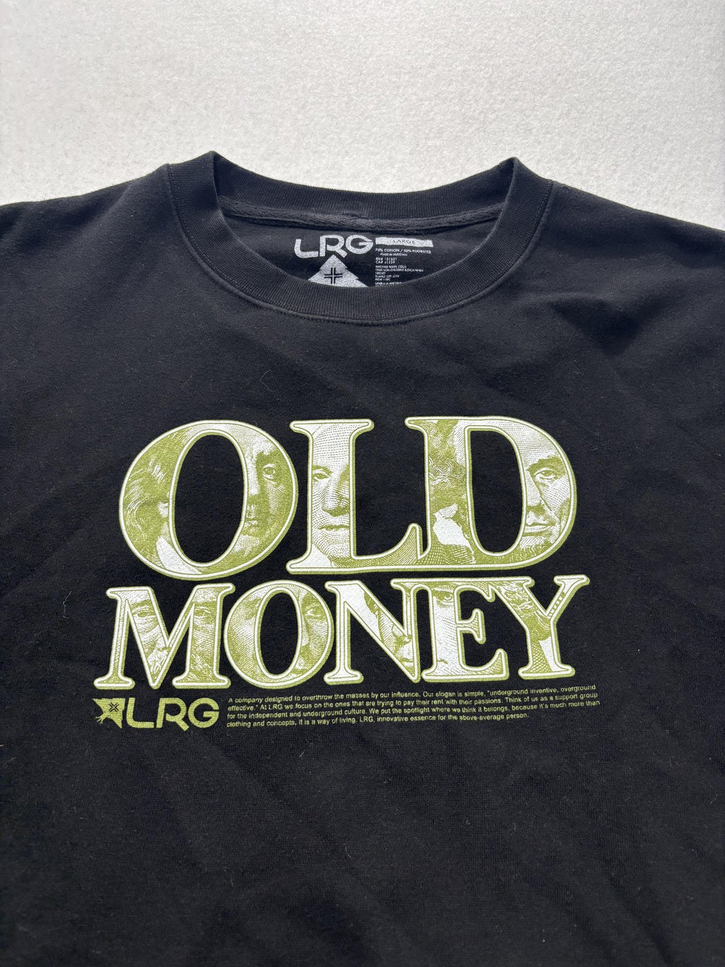 LRG Sweatshirt Mens Large Black Fleece Old Money Graphic Pullover Streetwear