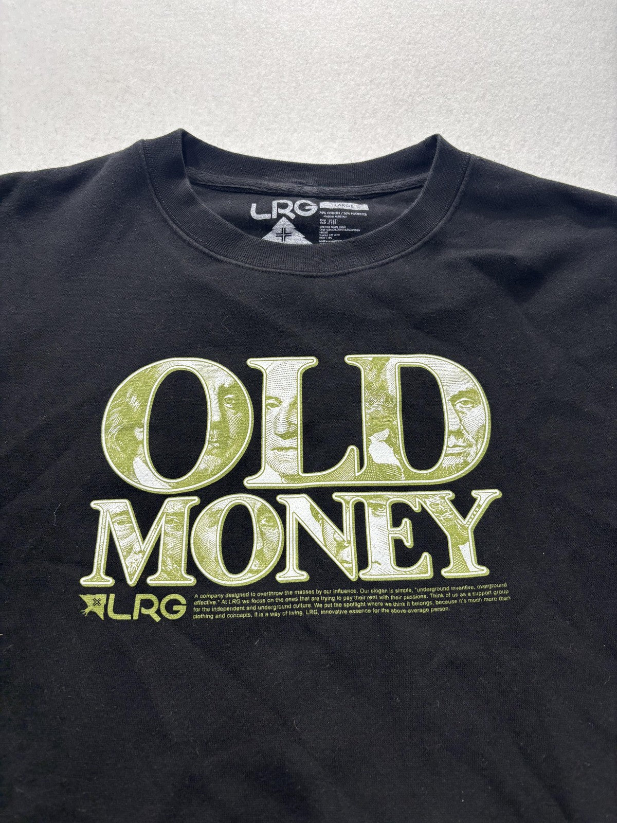 LRG Sweatshirt Mens Large Black Fleece Old Money Graphic Pullover Streetwear