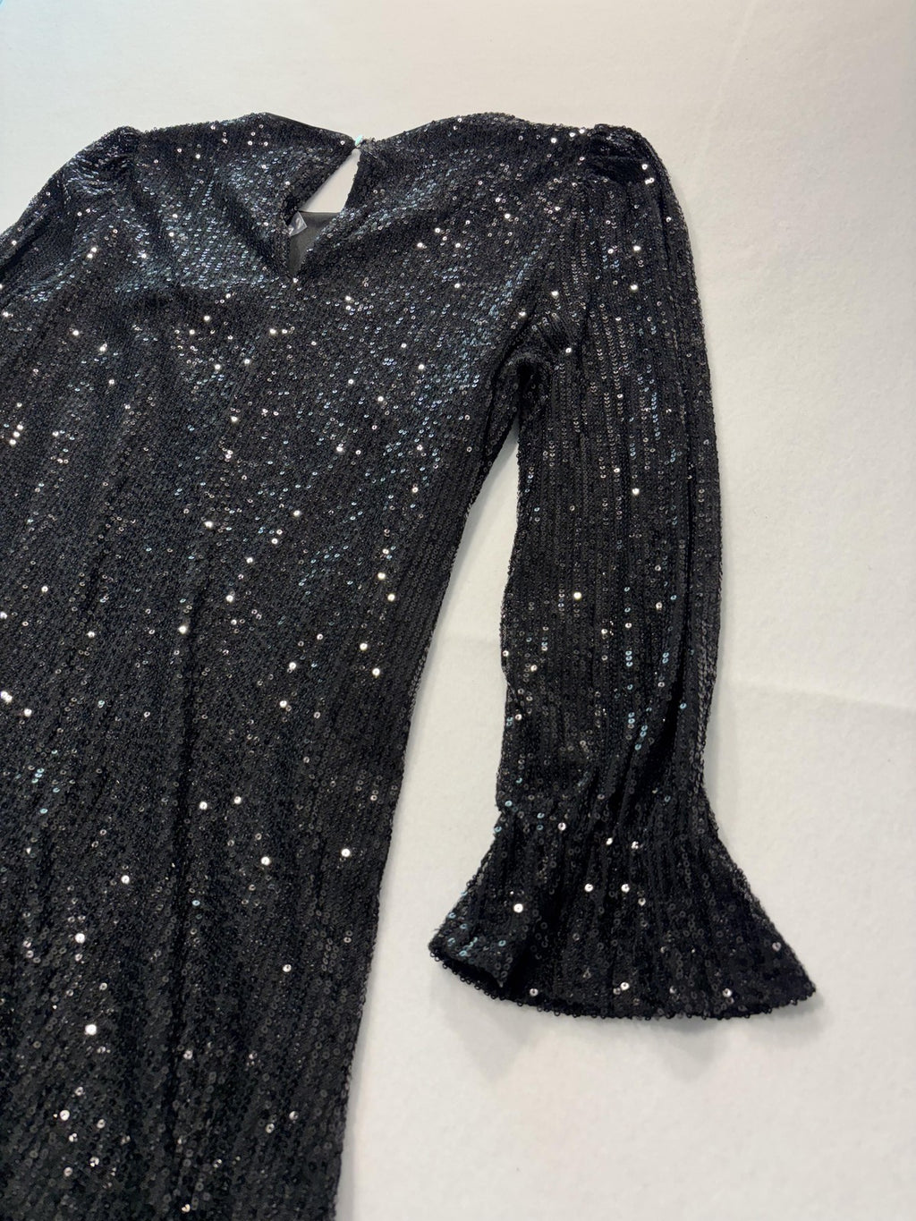 Maia Dress Womens 12 Black Sequin Mesh Long Sleeve Shift Party Cocktail Holiday