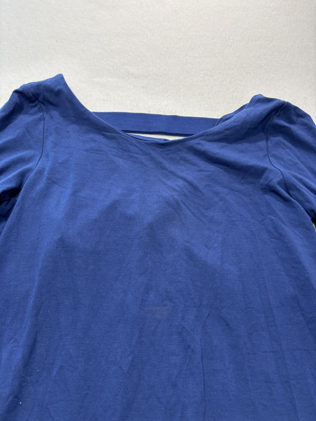 Dress Womens Medium Blue V Neck Long Sleeve Stretch Jersey Shift Knee Length