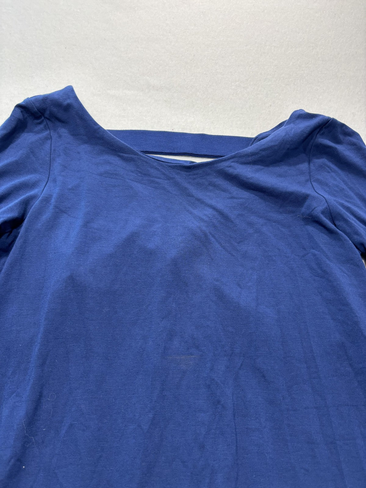 Dress Womens Medium Blue V Neck Long Sleeve Stretch Jersey Shift Knee Length