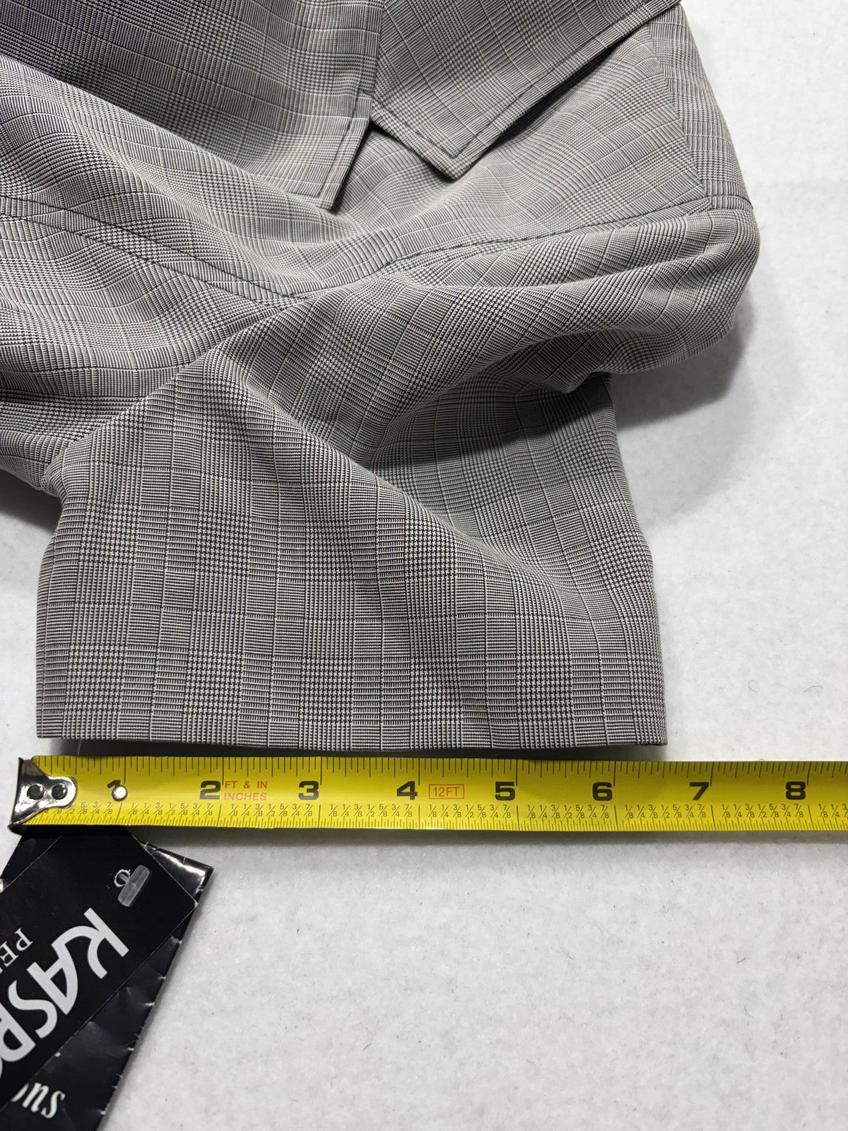 Kasper ASL Jacket Dress Womens 14P Gray Plaid Short Sleeve Belted Workwear