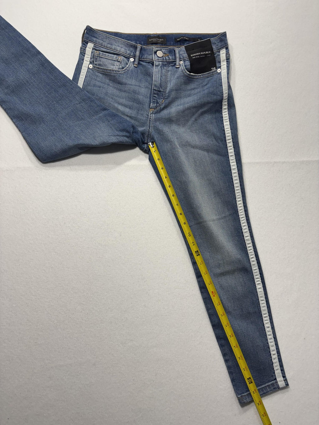 Banana Republic Jeans Womens 28 Blue Wash Mid Rise Skinny Crop Stripe 28x27.5
