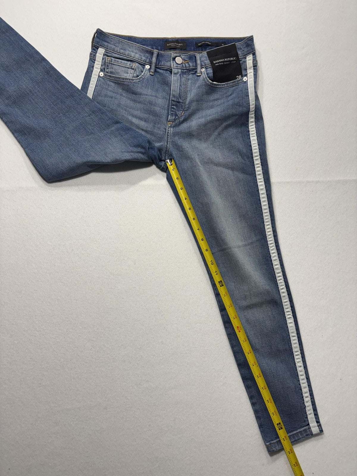 Banana Republic Jeans Womens 28 Blue Wash Mid Rise Skinny Crop Stripe 28x27.5