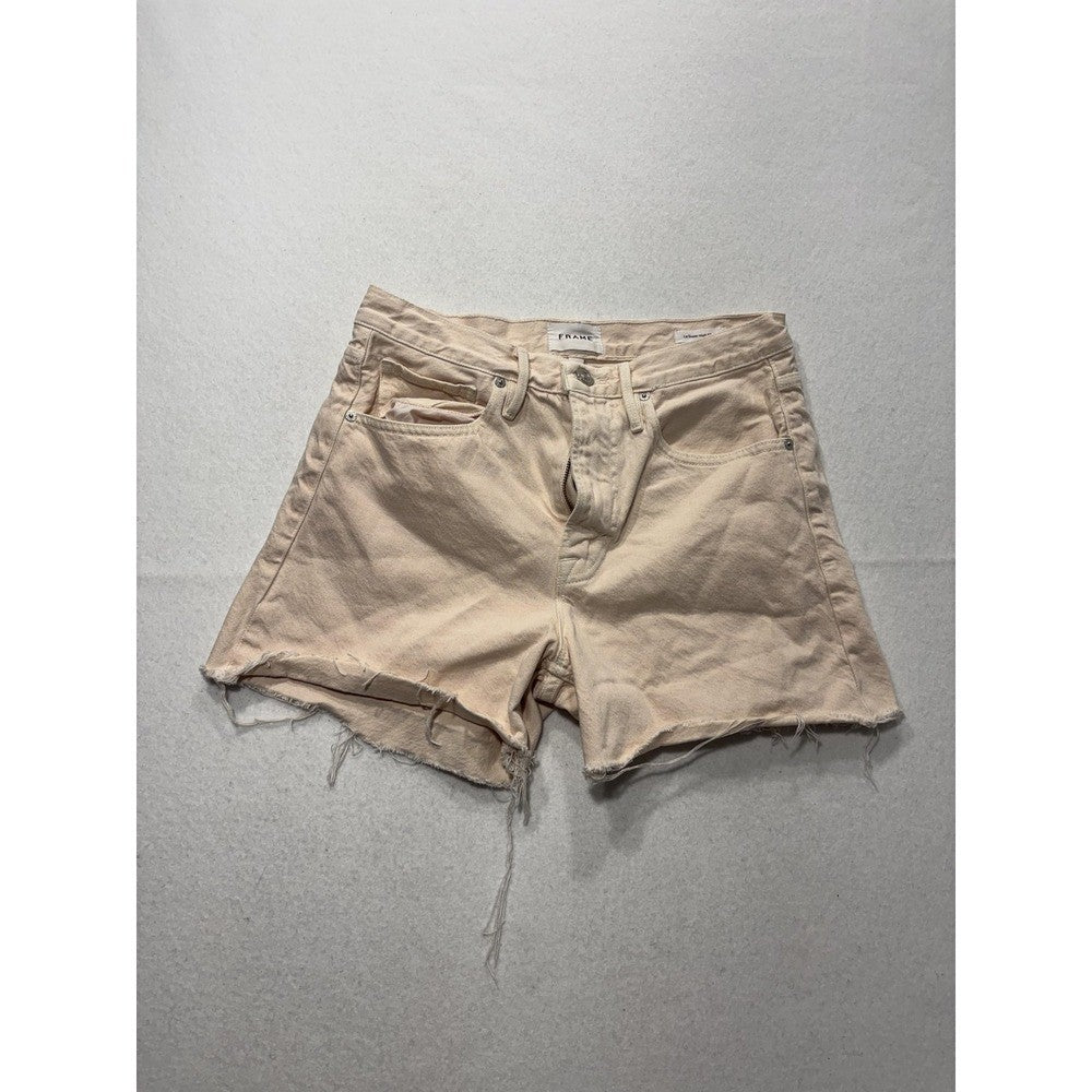 FRAME Shorts Womens 27 Beige Le Super High Short Cut Off Raw Hem Denim Summer