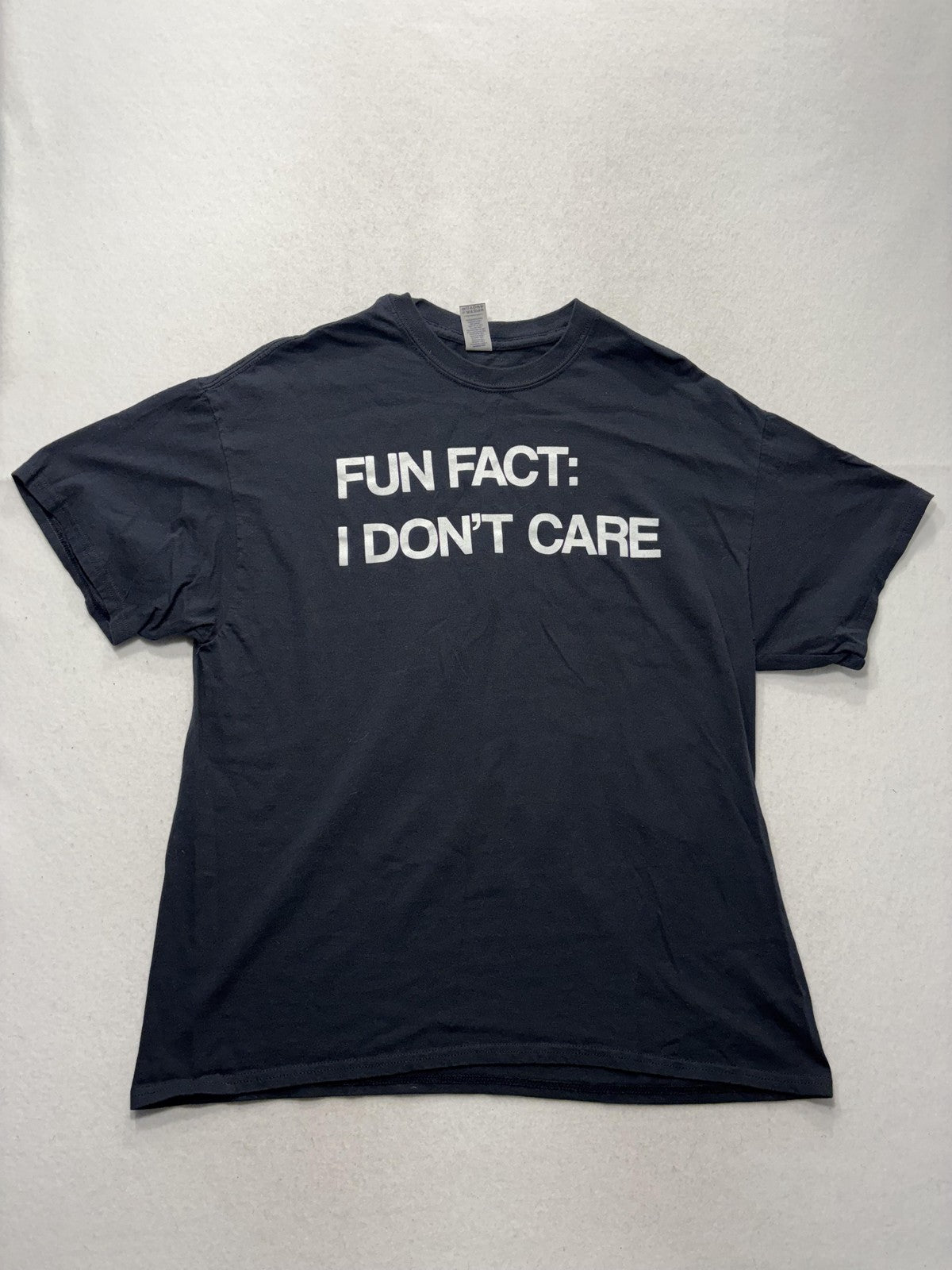 Gildan Shirt Mens XL Black Fun Fact I Don't Care Graphic Tee Funny Humor