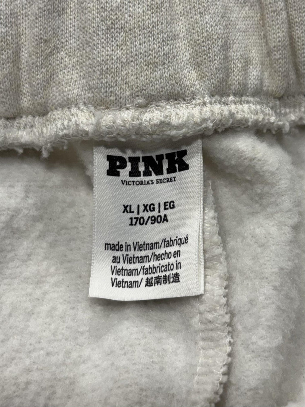 PINK Victoria's Secret Jogger Pants Womens XL Beige Fleece Elastic Pockets Ankle