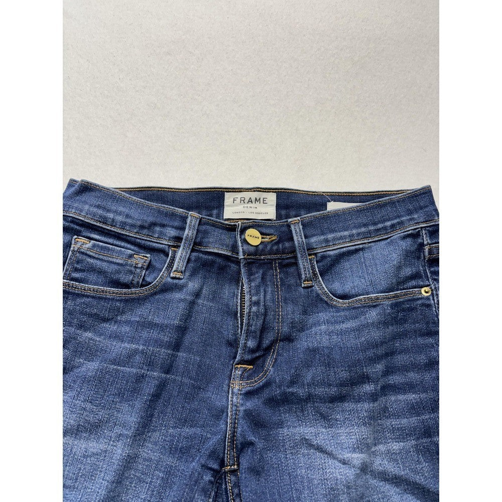 FRAME Denim Shorts Womens 24 Blue Le Cutoff Raw Hem Stretch Casual Summer