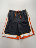 Nike Swim Shorts Mens Large Gray Orange Colorblock Lined Elastic Waist Tie