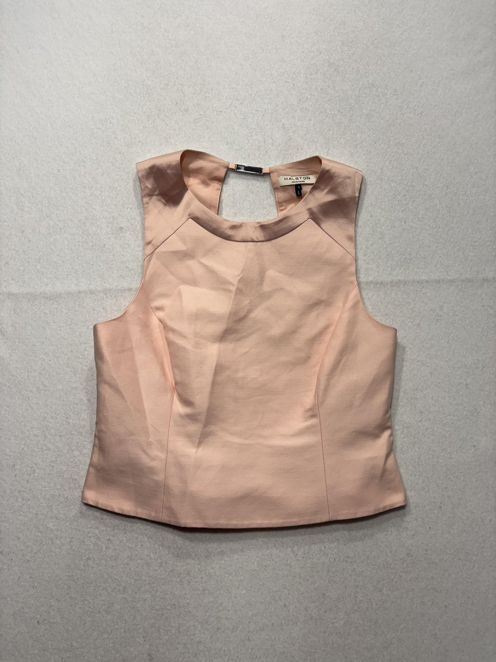 Halston Heritage Tank Womens 00 Pink Halter Cutout Back Sleeveless Zip Top