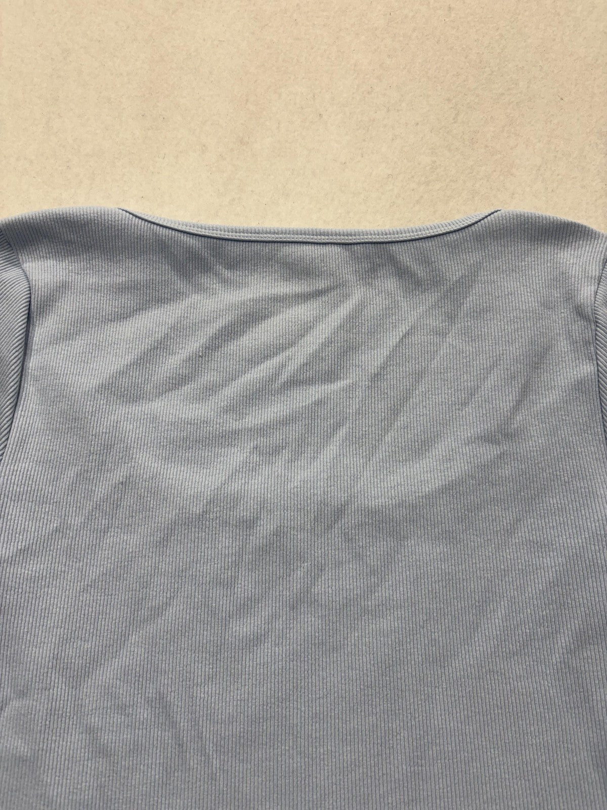 Old Navy Shirt Womens Small Blue Square Neck Short Sleeve Ribbed Tee Stretch