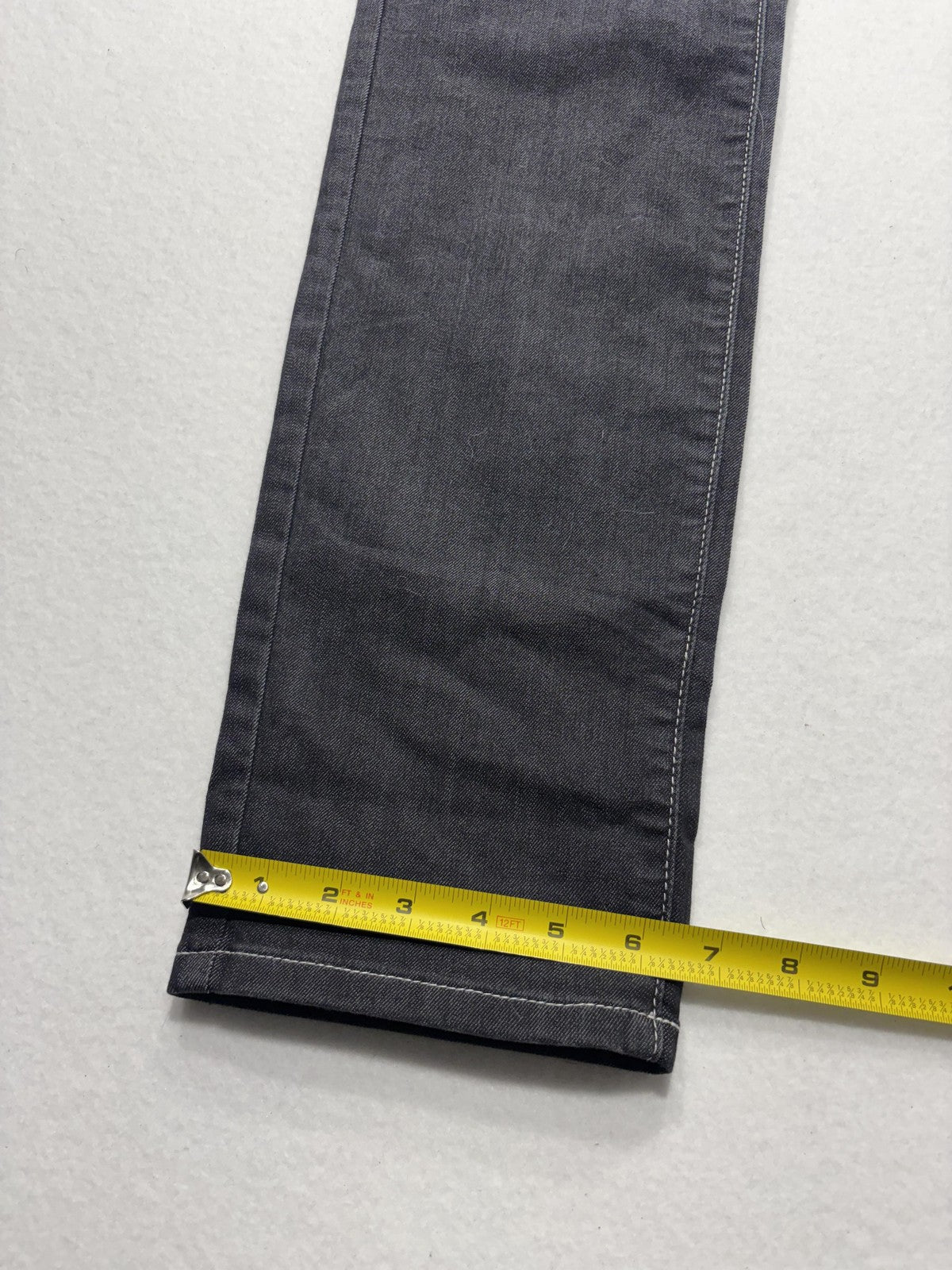 PrAna Jeans Womens 12 Gray Dark Wash Straight Leg Mid Rise Stretch 33x32