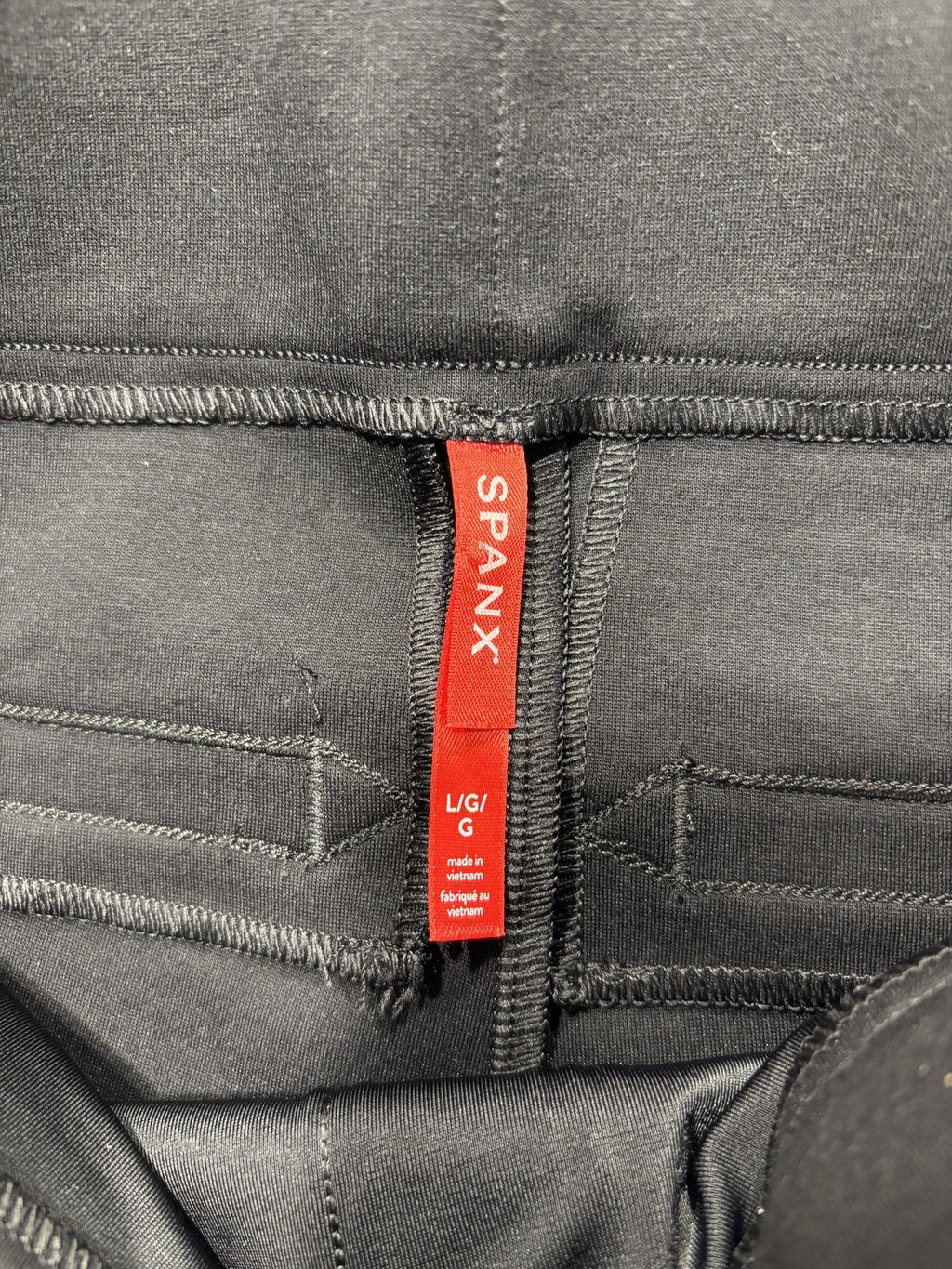 Spanx Dress Pants Womens Large Black Ponte Skinny Pull On Shaping Ankle Work