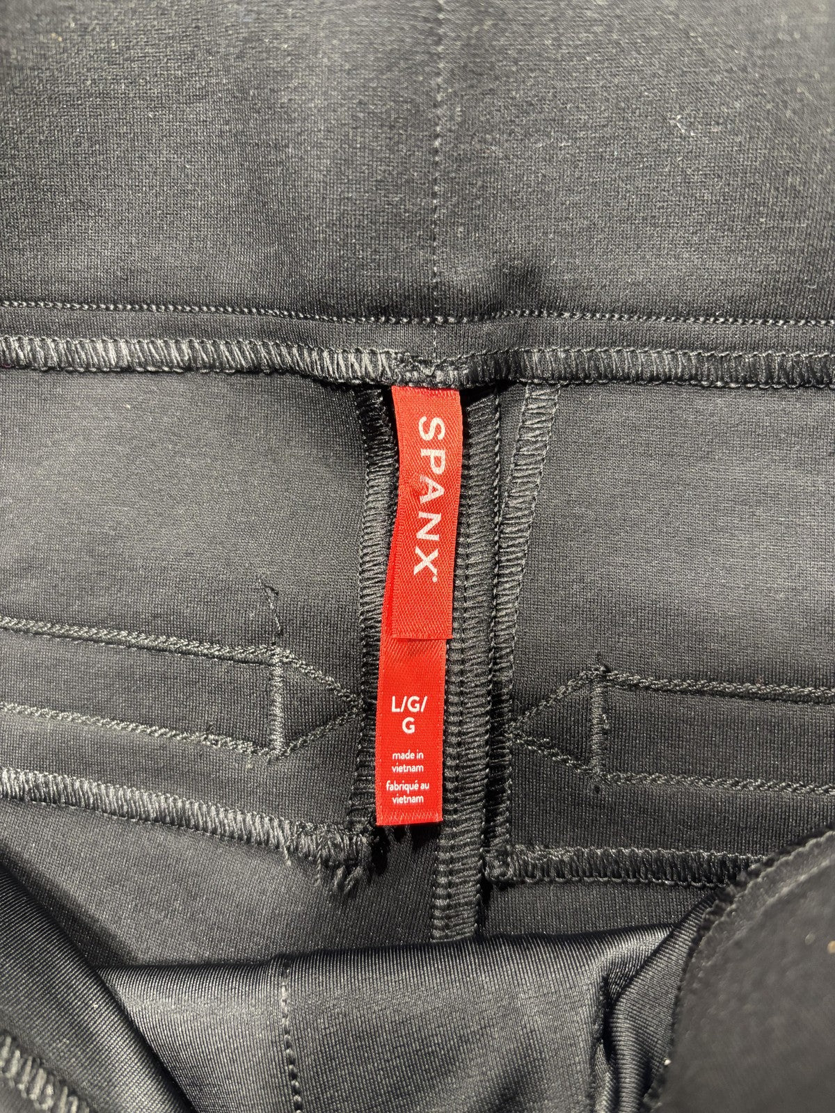 Spanx Dress Pants Womens Large Black Ponte Skinny Pull On Shaping Ankle Work