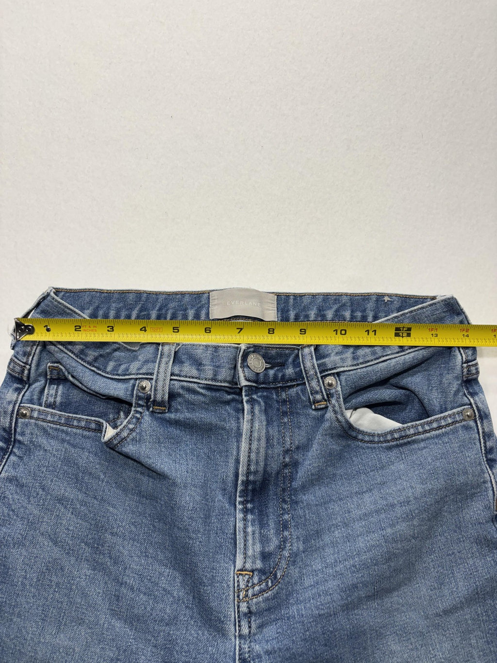 Everlane Jeans Womens 29 Blue Medium Wash Straight Leg Mid Rise Stretch 29x27.5