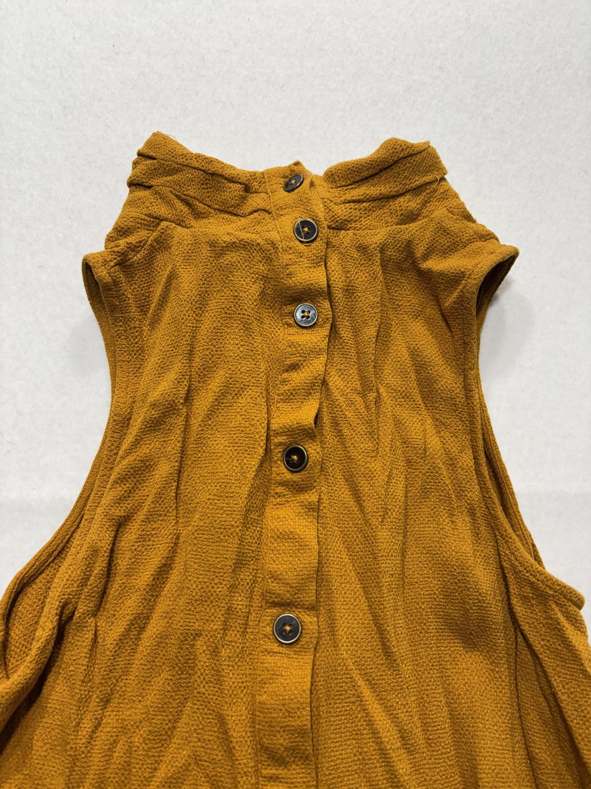 Maeve By Anthropologie Blouse Womens 6 Yellow High Neck Sleeveless Button Tunic