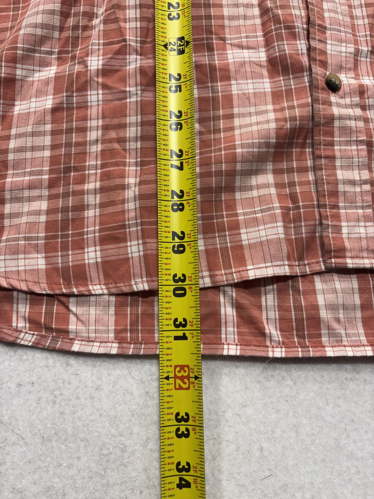 Wrangler Shirt Mens XL Orange Plaid Short Sleeve Button Up Casual Pockets