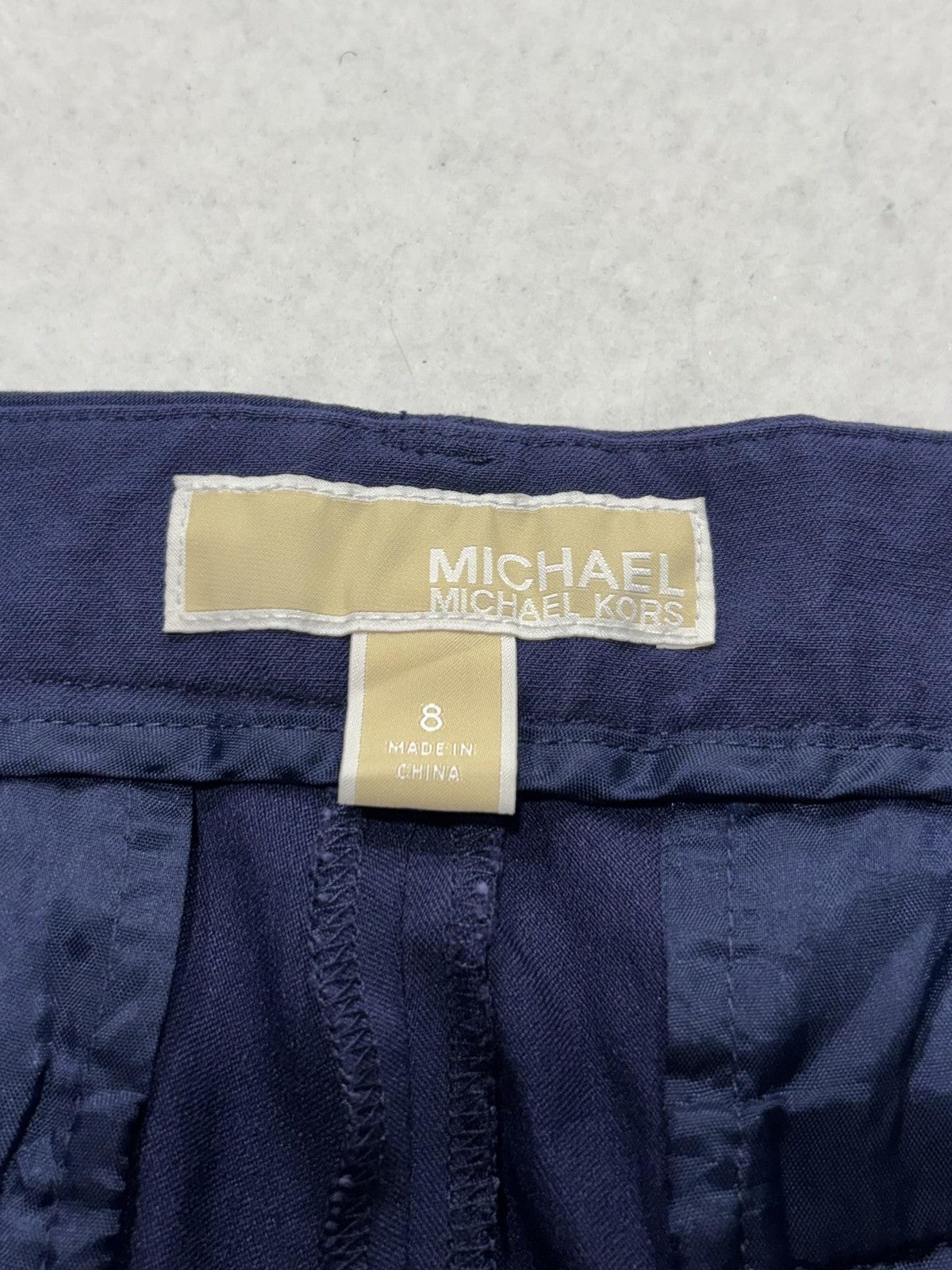 MICHAEL Michael Kors Dress Pants Womens 8 Blue Twill Slim Stretch Flat Front