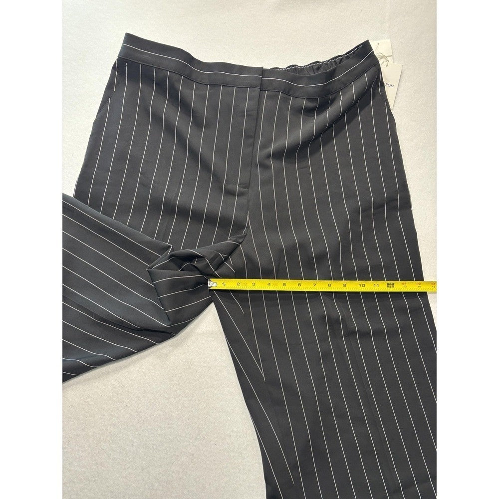 Nordstrom Penelope Pinstripe Wide Leg Dress Pants Black Womens XXL N0501923MI