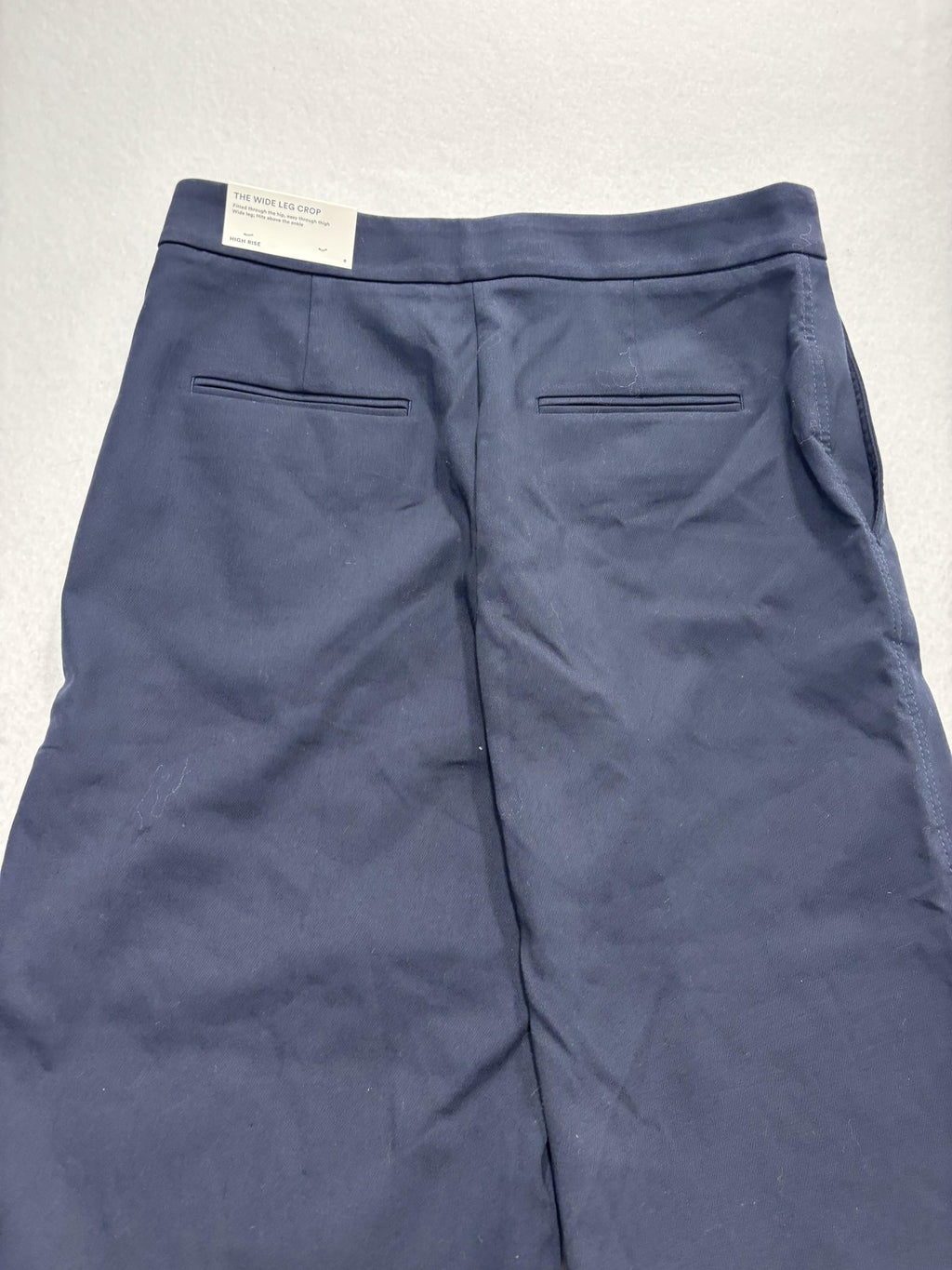 Ann Taylor Dress Pants Womens 8 Blue Wide Leg Crop Ankle High Rise Twill Work
