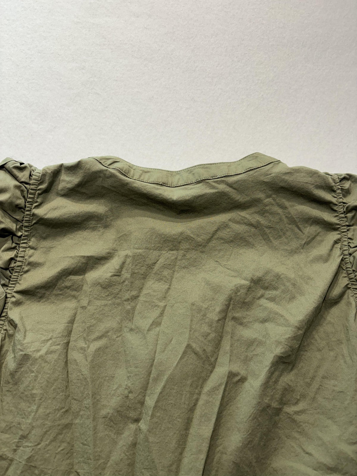 Michael Kors Blouse Womens XL Green Crew Neck Ruffle Sleeveless Half Zip Top