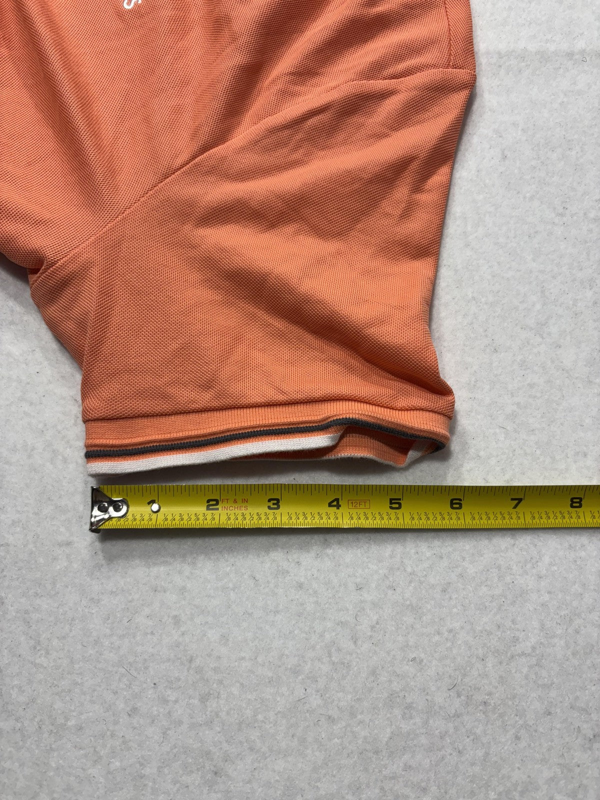 Boss Polo Shirt Mens Medium Orange Tipped Collar Logo Short Sleeve Knit Casual