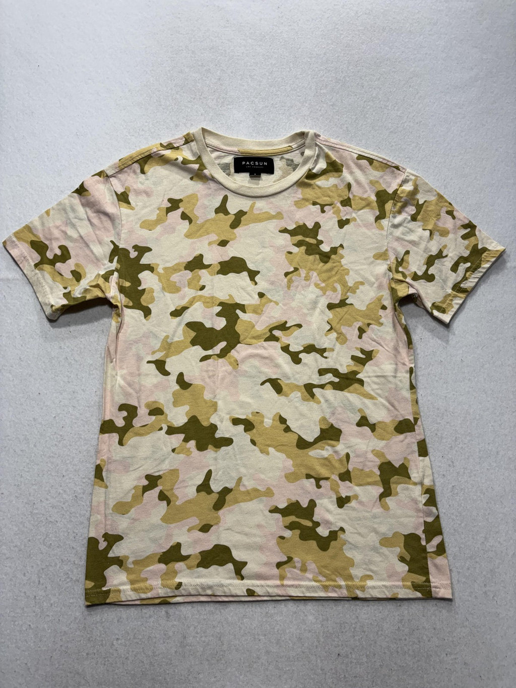 PacSun Shirt Mens Small Multicolor Camo Print Crew Neck Tee Casual Jersey Basic
