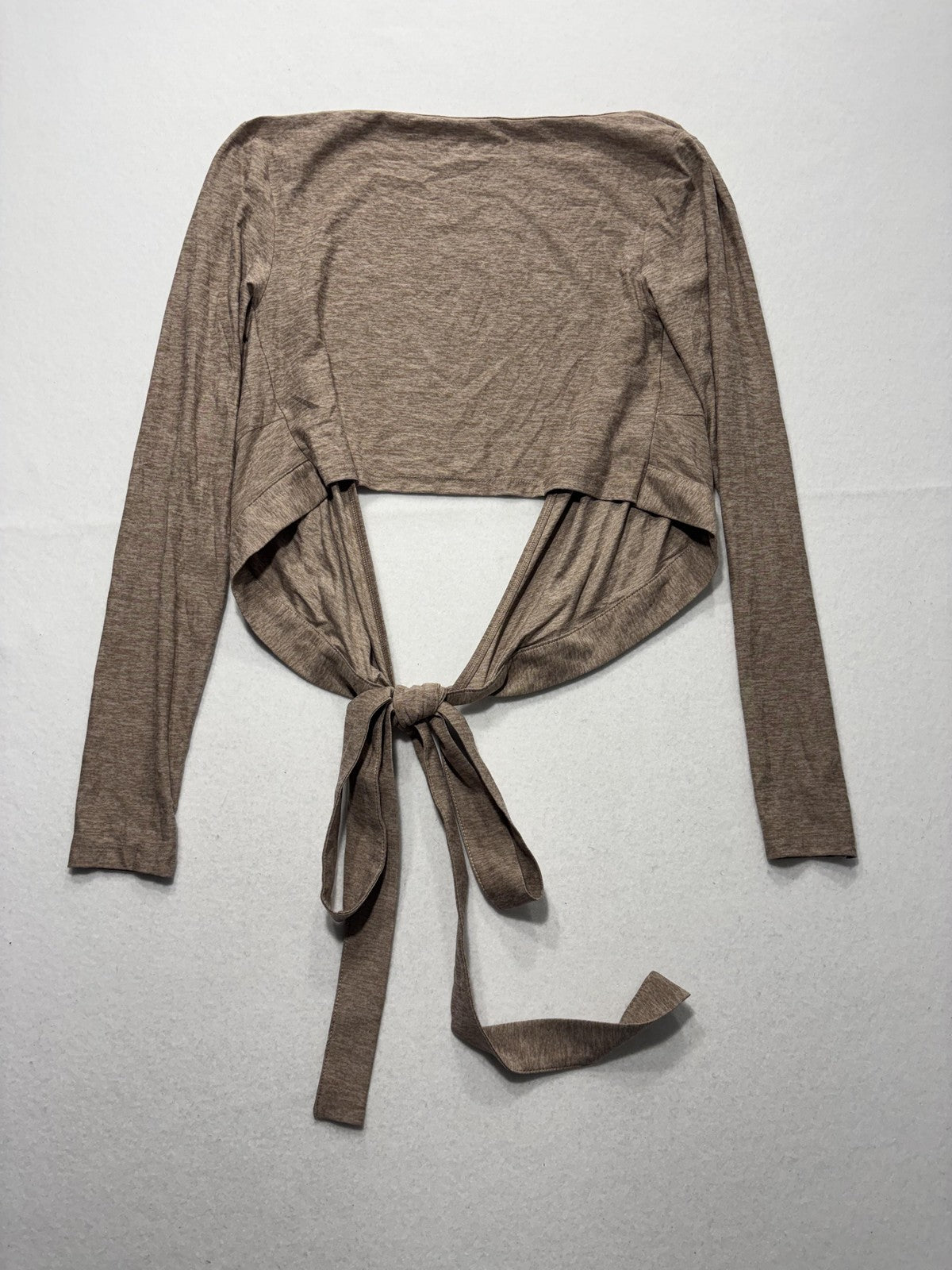 Outdoor Voices Top Womens Small Brown Tie Front Long Sleeve Cropped Wrap Yoga