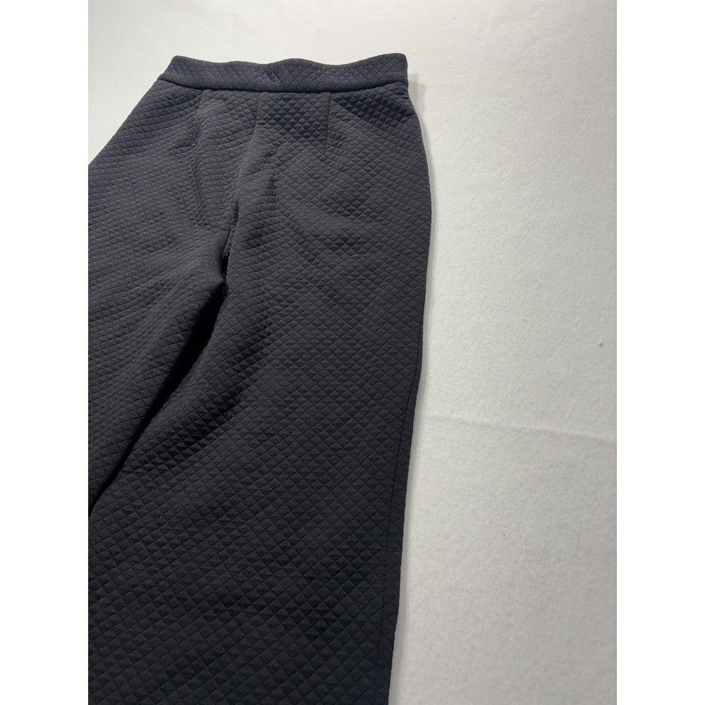 Pearl By Lela Rose Dress Pants Womens 8 Black Quilted Jersey Lynn Pant Wide Leg