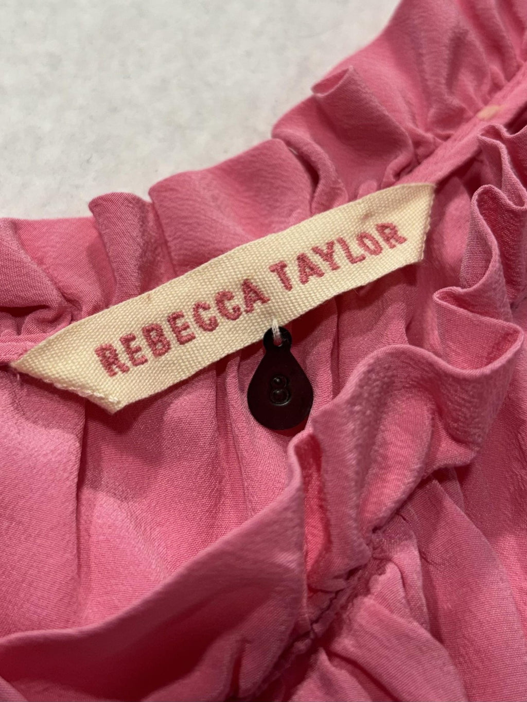 Rebecca Taylor Tank Womens 8 Pink Silk Scoop Neck Ruffle Chiffon Sleeveless Top