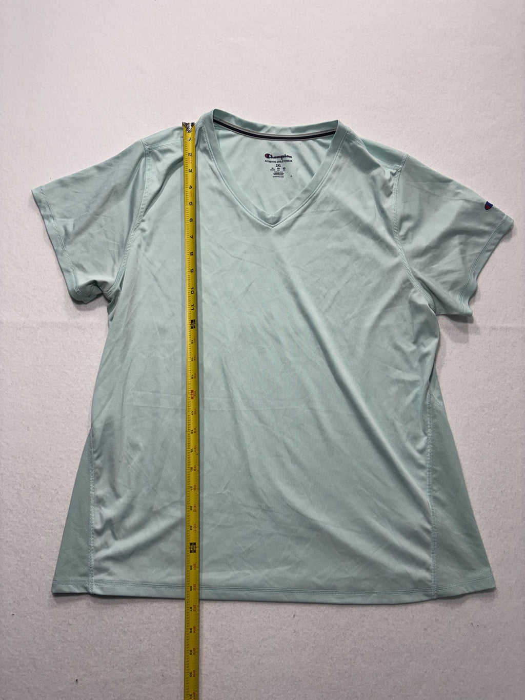 Champion Shirt Womens 2XL Green V Neck Short Sleeve Moisture Wicking Top
