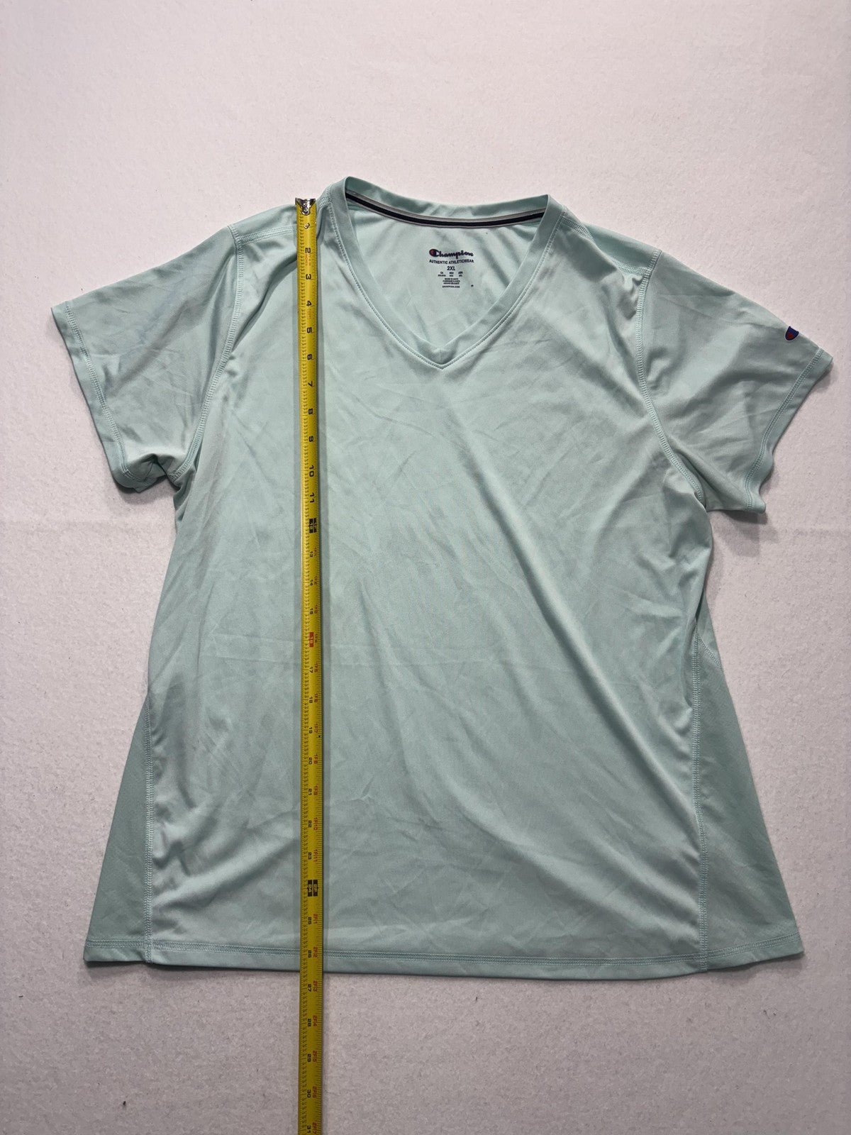 Champion Shirt Womens 2XL Green V Neck Short Sleeve Moisture Wicking Top