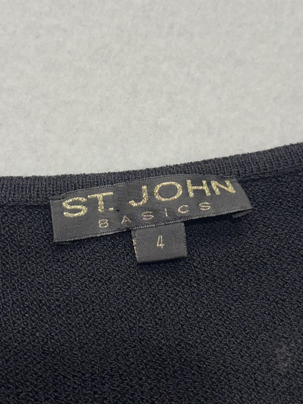 St. John Sweater Womens 4 Black Scoop Neck Rhinestone Button Long Sleeve Knit