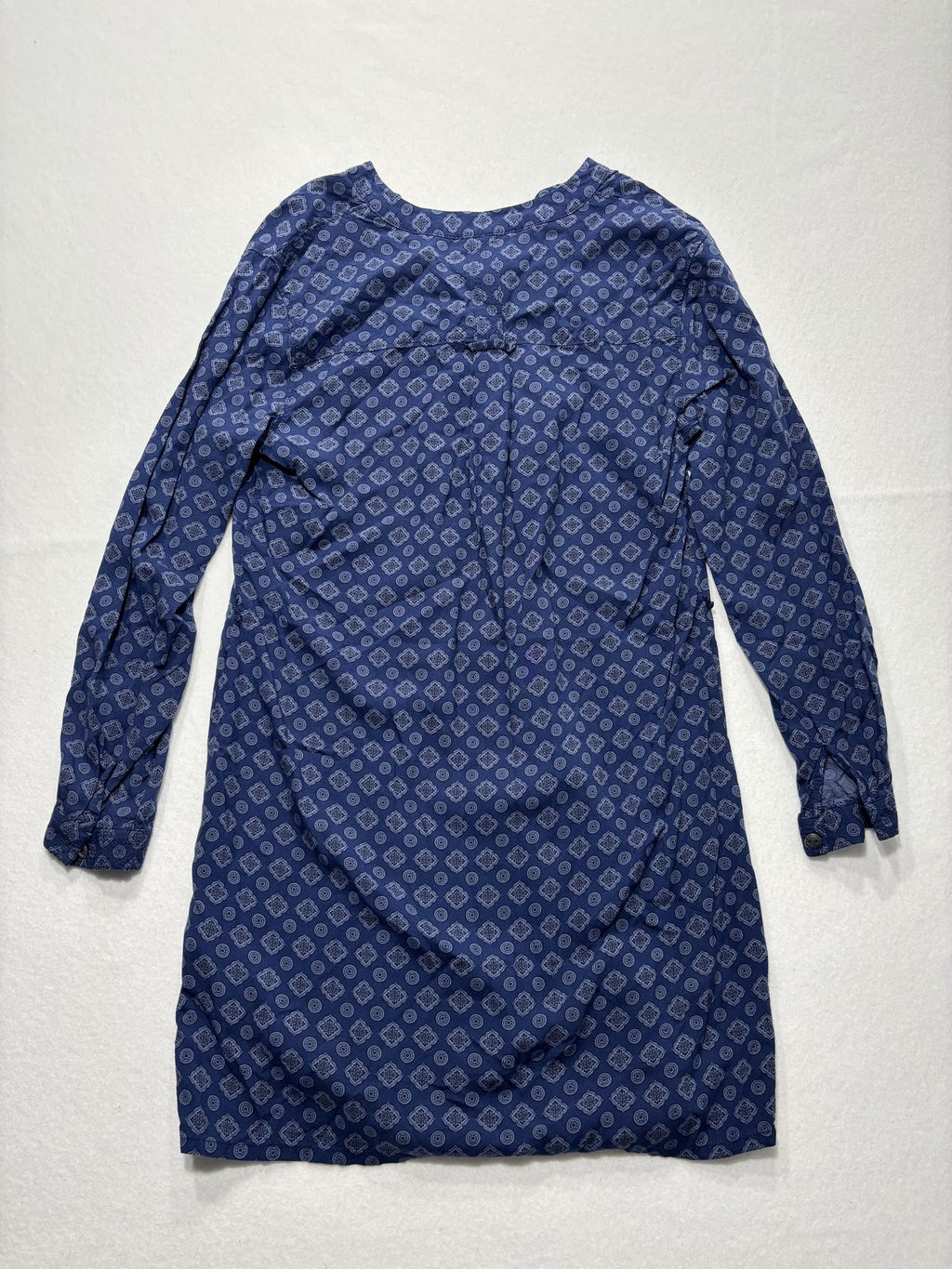 Banana Republic Dress Womens 4P Blue Geometric V Neck Long Sleeve Shirt Dress