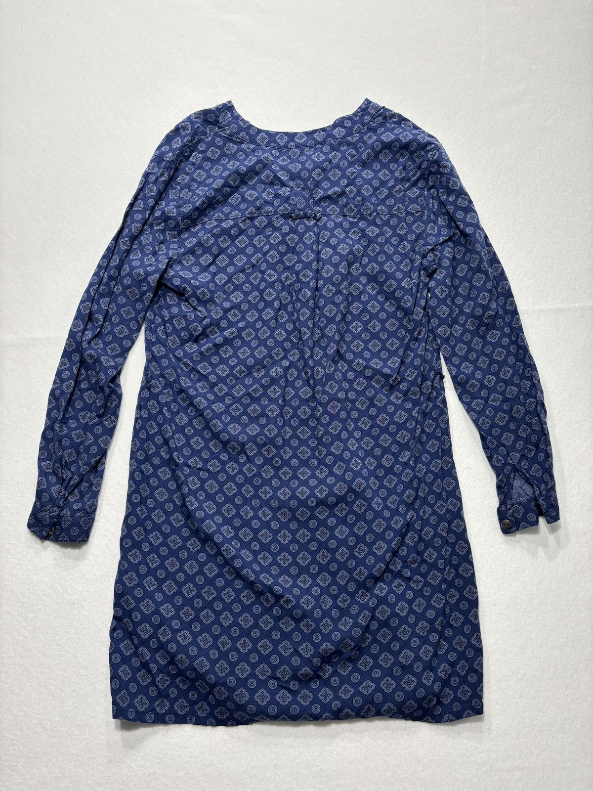 Banana Republic Dress Womens 4P Blue Geometric V Neck Long Sleeve Shirt Dress