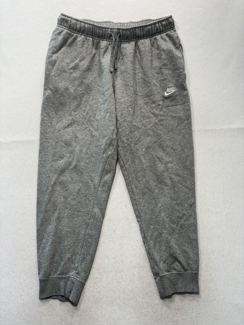 Nike Jogger Pants Mens Large Gray Fleece Elastic Waist Tapered Athletic Pockets