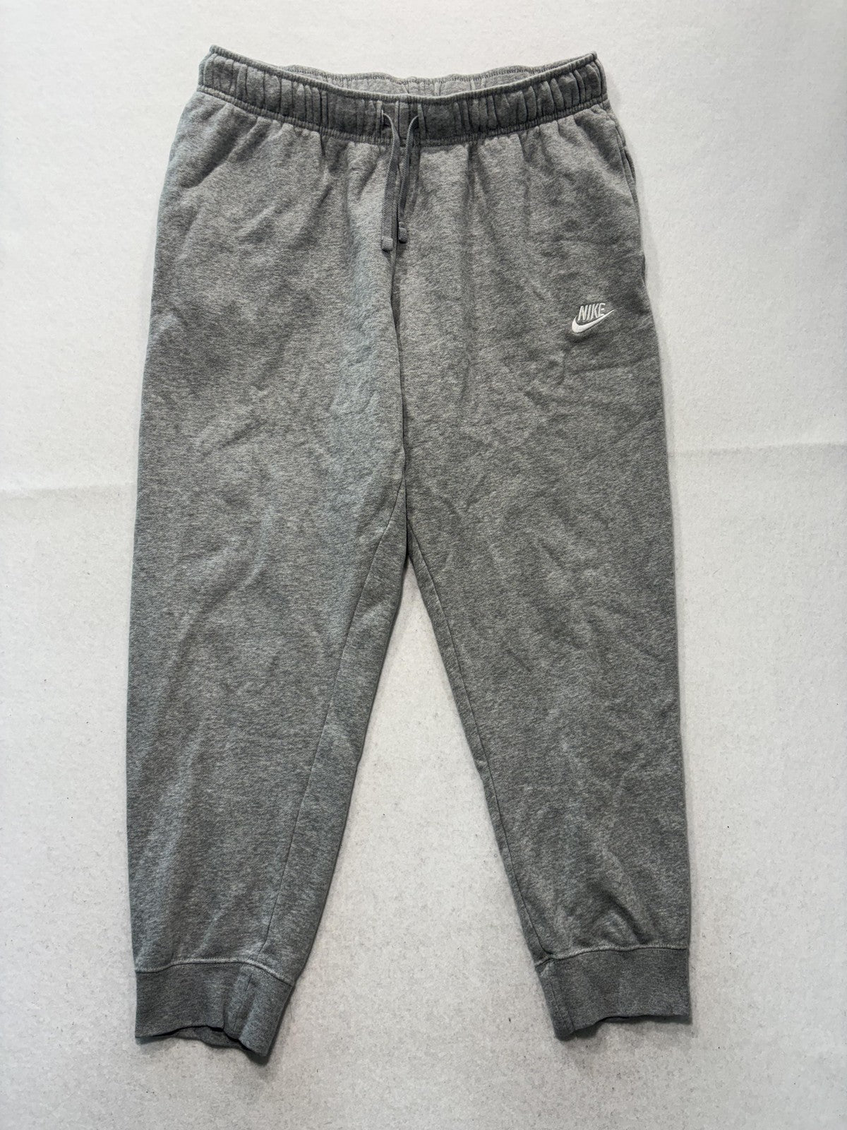 Nike Jogger Pants Mens Large Gray Fleece Elastic Waist Tapered Athletic Pockets