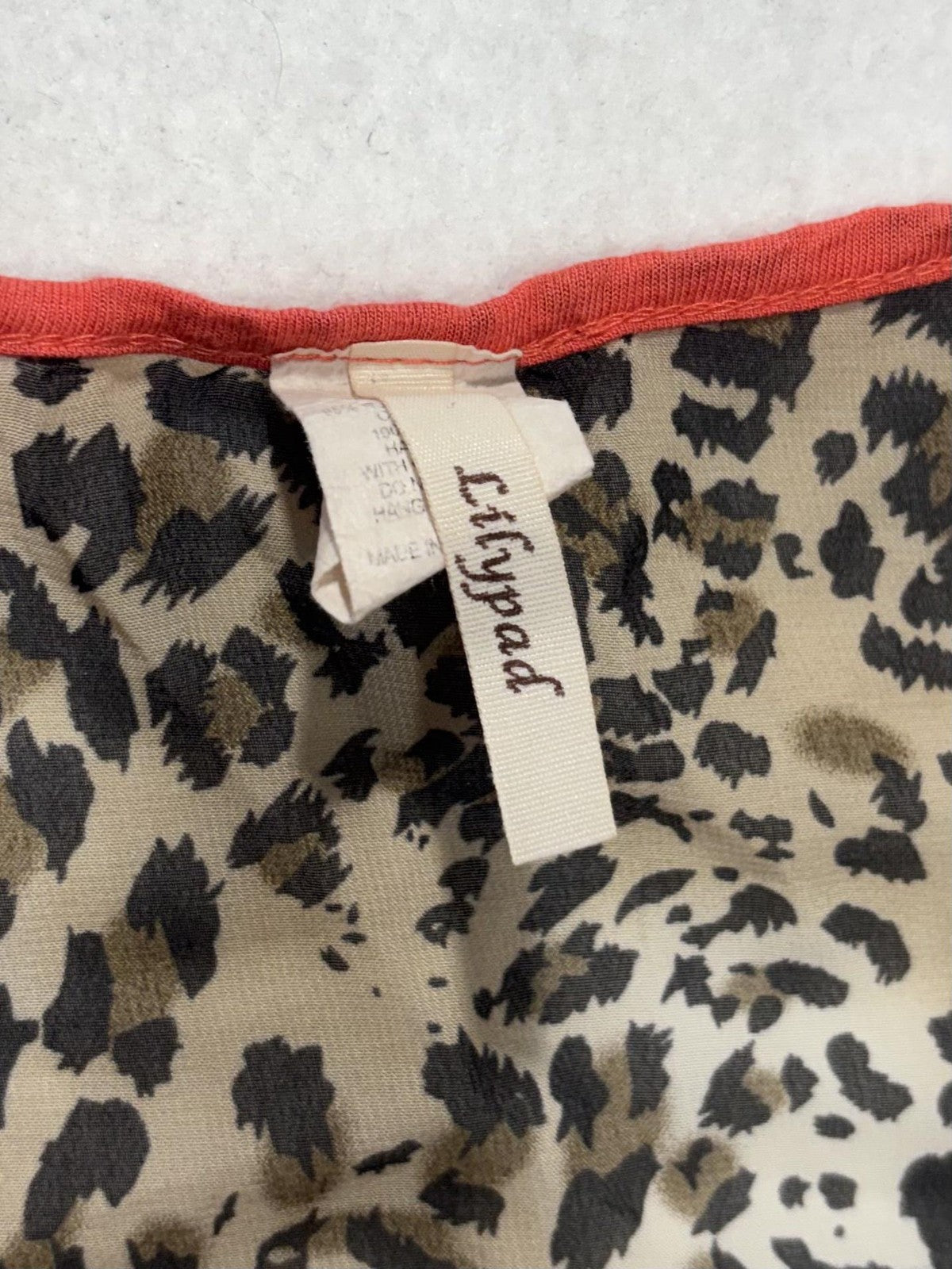 Lilypad Tank Top Womens Small Red Leopard Print Scoop Neck Racerback Pocket USA