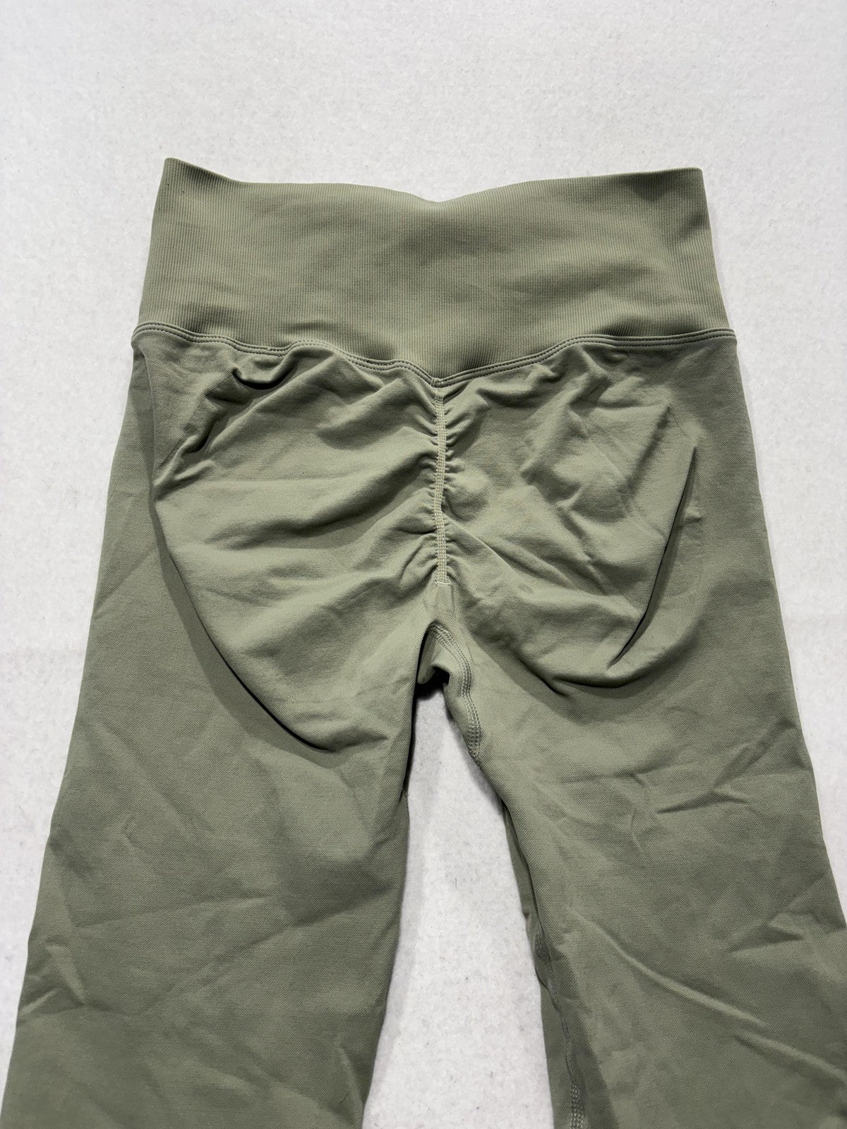 Leggings Womens Medium Green High Rise Ankle Ruched Back Stretch Athletic Yoga